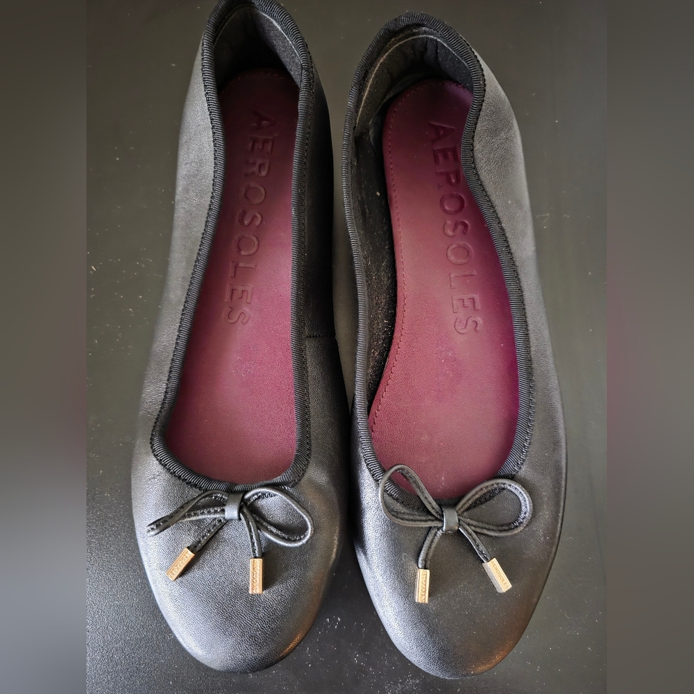 AEROSOLES Black Bow Flats